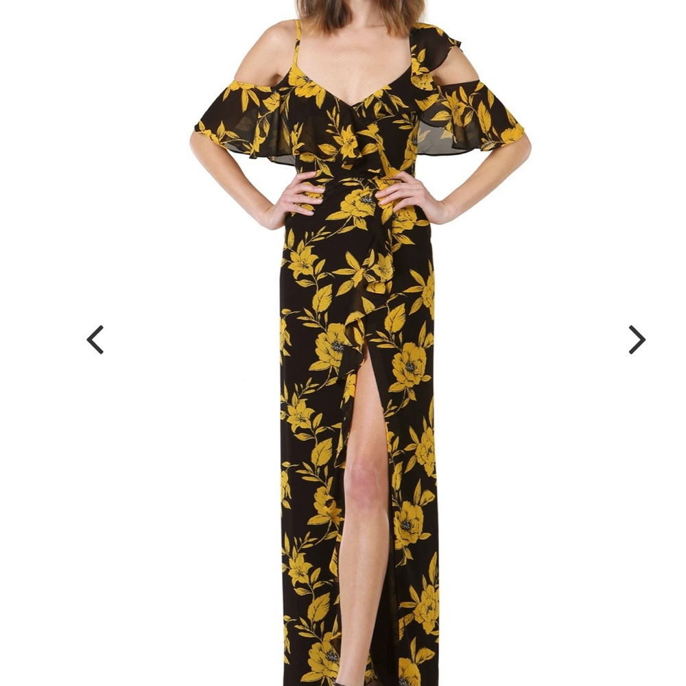Malley Floral Print Cold Shoulder Maxy Dress